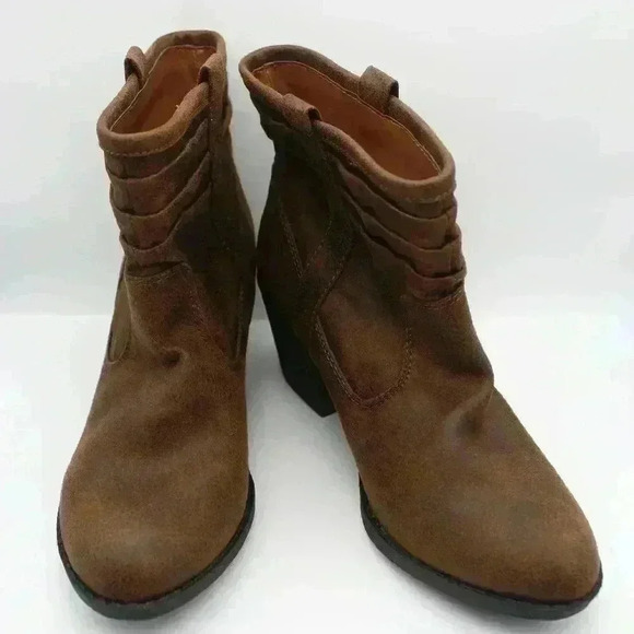 ANKLE BOOTS SIZE 7M ARIZONA WOMENS BOOTIE, BROWN MEMORY FOAM, BLOCK HEEL - Picture 1 of 10